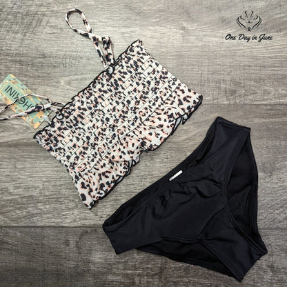 Shekini Girls Smocked Ruffle Bikini Swimsuit Size 6/8