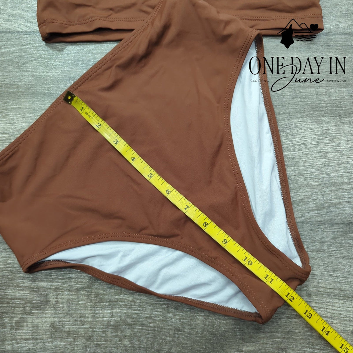 Tempt Me High Waisted Bandeau Bikini Swimsuit Brown NWT Size S