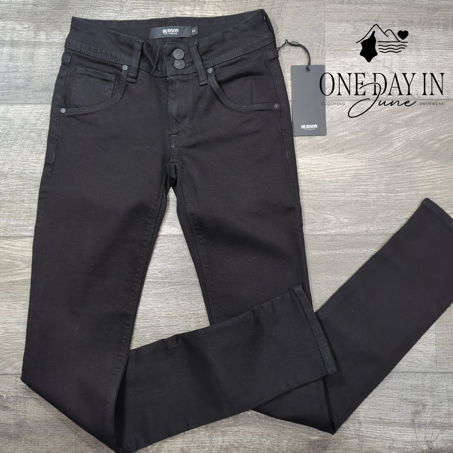 Hudson Collin Mid Rise Skinny Jeans Black Size NWT $205 Size 23 (00)