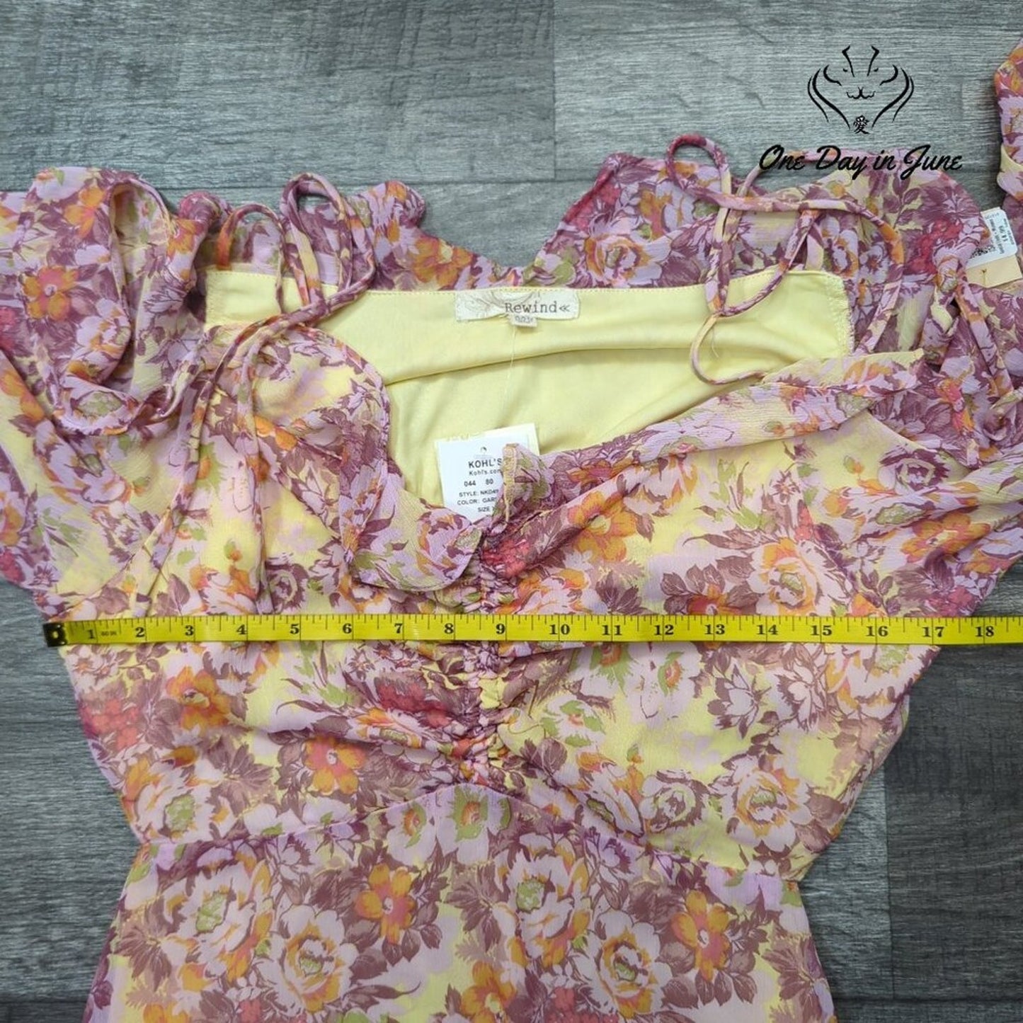 Rewind Open Back Floral Mini Dress Pink Yellow Chiffon Ruffle NWT Size XXL