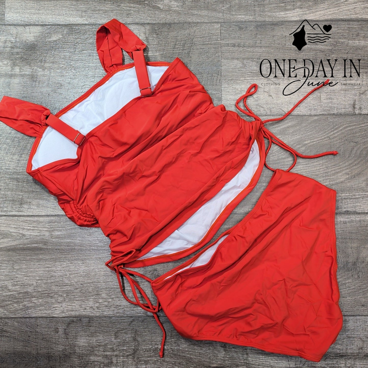 Charmleaks Wide Strap Drawstring Tankini Swimsuit Size L