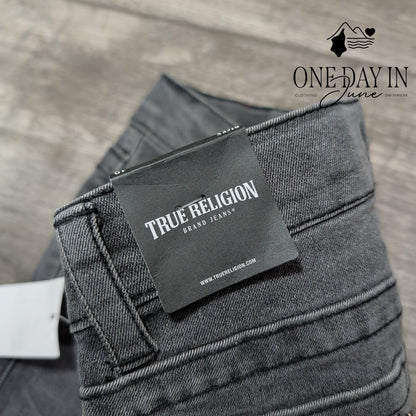 True Religion Ricky Relaxed Straight Jeans Gray Wash NWT Women's Size 10