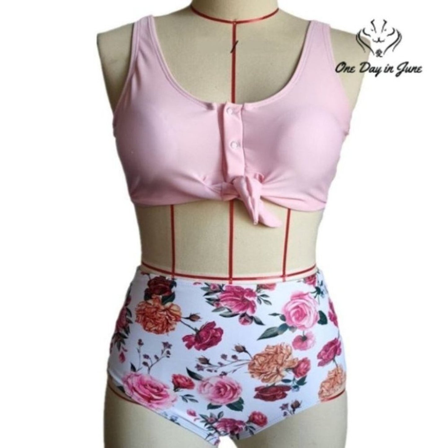 ODIJ Tie Front High Waist Bikini Size S