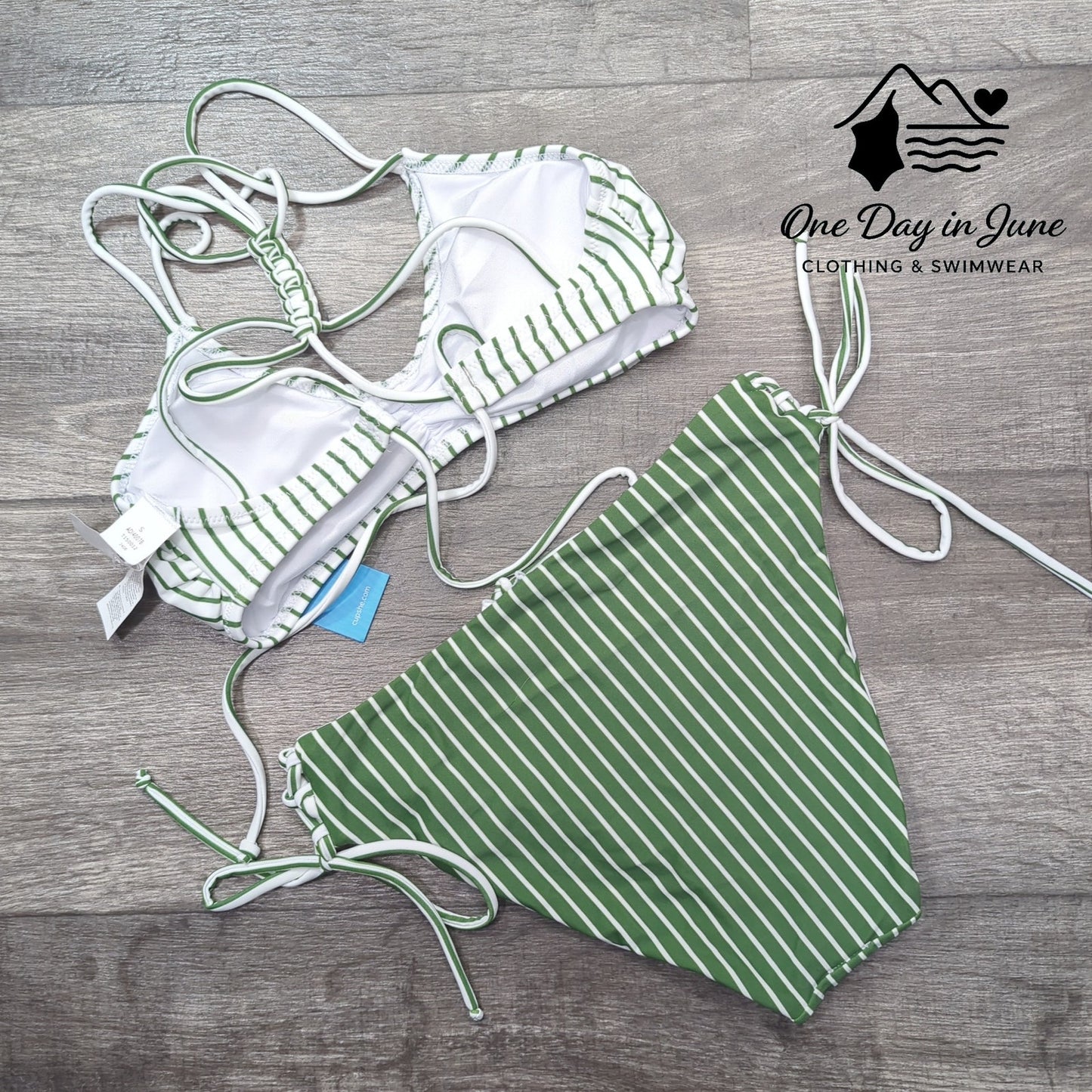 Cupshe Reversible Bottom Braid Back Tie Side Bikini Swimsuit Size S