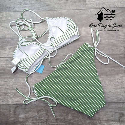 Cupshe Reversible Bottom Braid Back Tie Side Bikini Swimsuit Size S