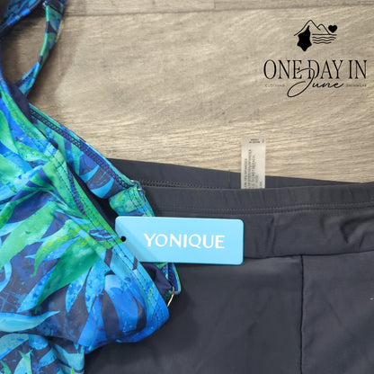 Yonique Blouson Boyshort Tankini Swimsuit Size L