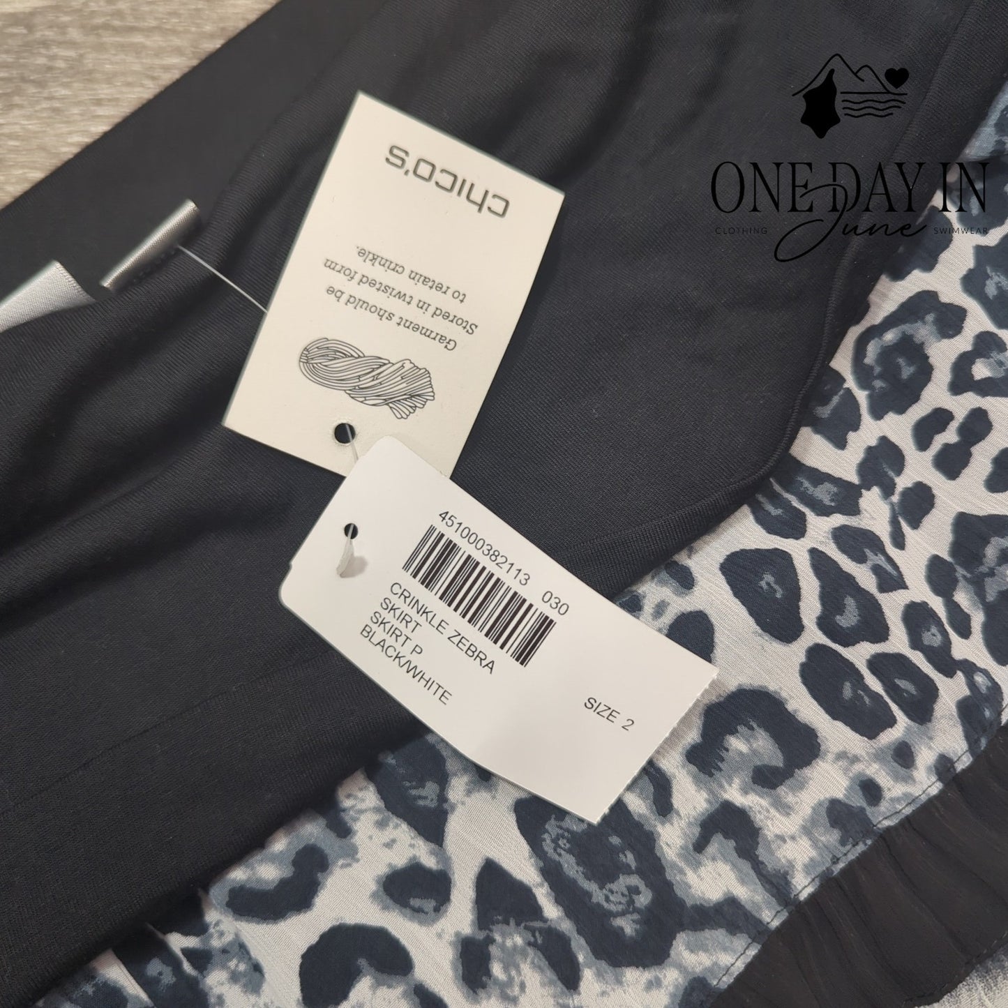 Chico's Fold Over Maxi Crinkle Zebra Skirt Size Chico's 2 (12)
