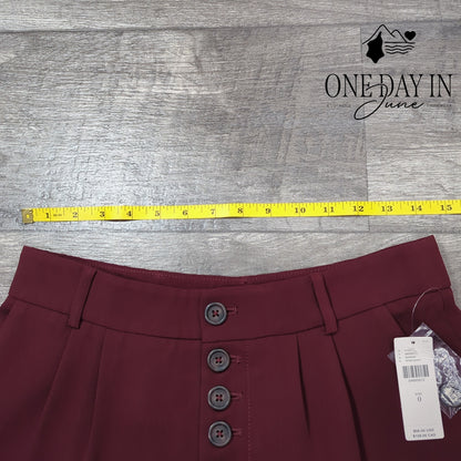 Anthropologie Sasha High Rise Pleated Ankle Pants Burgundy Button Fly NWT Size 0