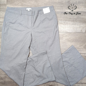 New York & Company City Stretch Luxe Flare Pants Gray Pinstripe NWT Size 14