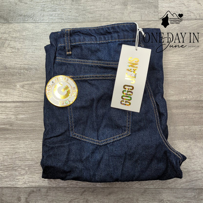 Gogo Jeans Jeans High Rise Wide Leg Jeans Juniors Dark Wash Cuffed NWT Size 9