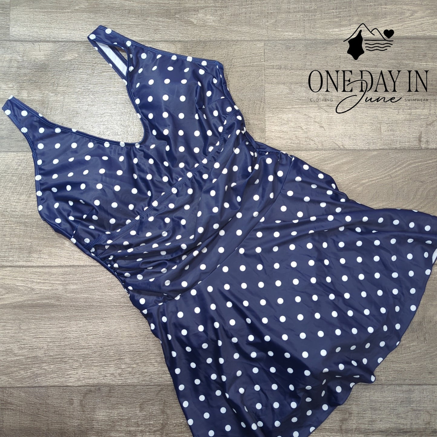 Yonique Polka Dot Swimdress One Piece Swimsuit Size XL