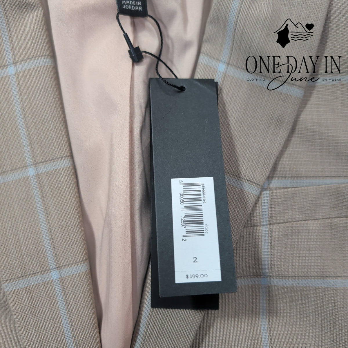 Banana Republic Classic Fit Wool Blazer Beige Blue Windowpane Plaid NWT Size 2