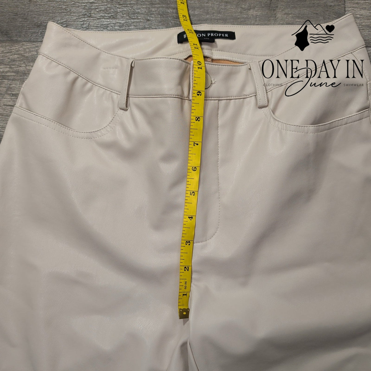 Boston Proper Faux Leather Bootcut Pants Ivory Cream Vegan Leather Size 6