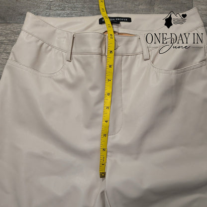 Boston Proper Faux Leather Bootcut Pants Ivory Cream Vegan Leather Size 6