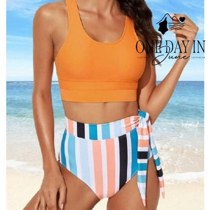 CharmLeaks Crop High Waist Bikini Swimsuit Size M