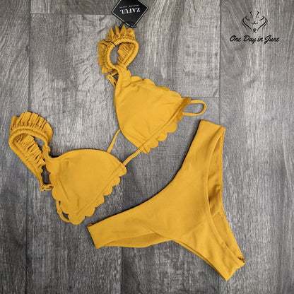 Zaful Ruffle Triangle Bikini Swimsuit Size M