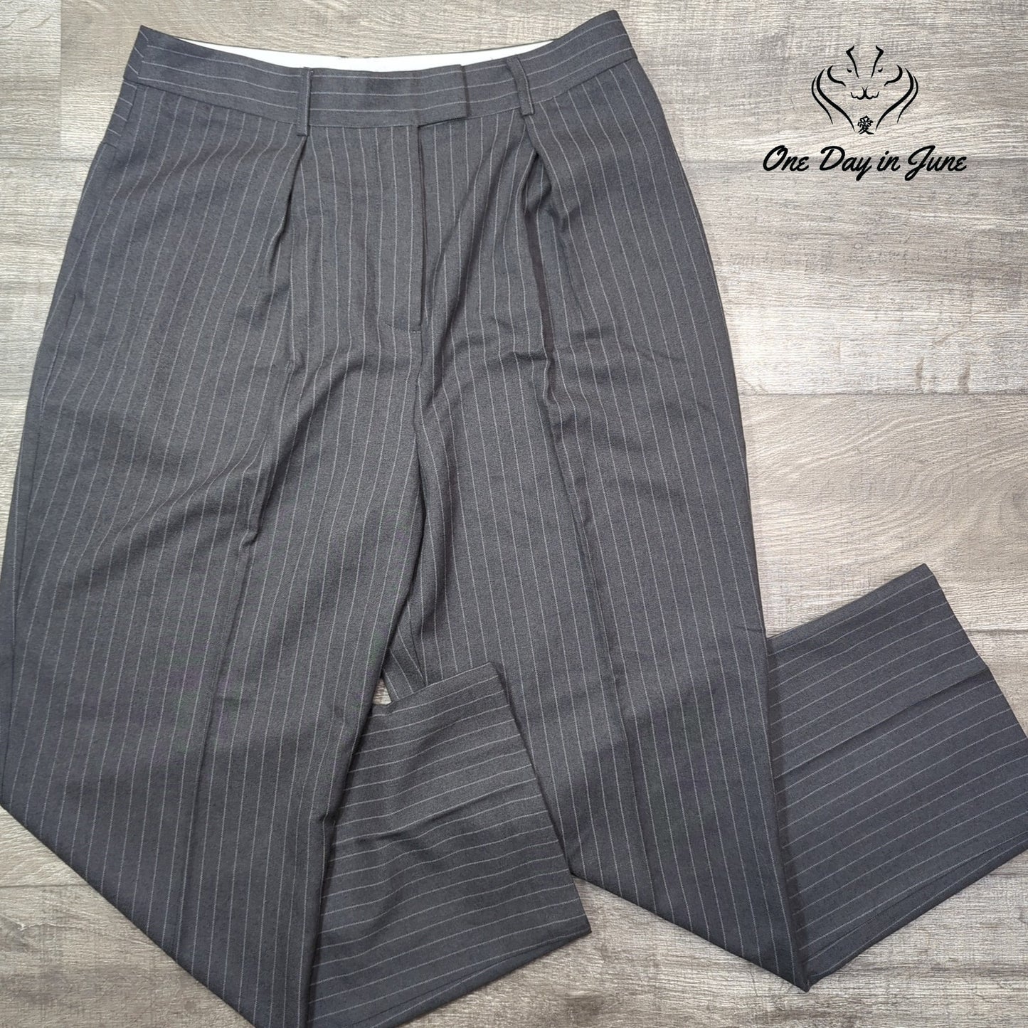 Topshop Wide Leg Pin Stripe Button Fly Pants Size 12