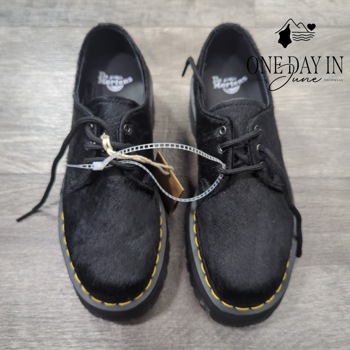Dr. Martens 1461 Quad Hair-On Platform Derby Shoes Women's Black NWT Size 6
