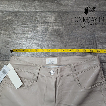 Wilfred Melina Faux Leather Straight Leg Pants Light Taupe NWT Size 2