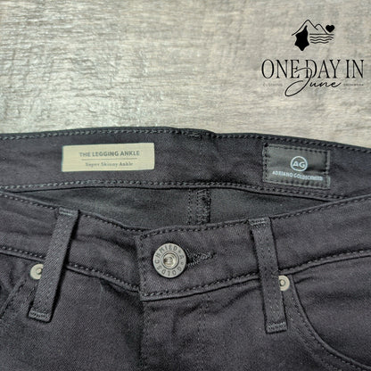 AG Adriano Goldschmied The Legging Ankle Black Skinny Stretch Jeans NWT Size 2