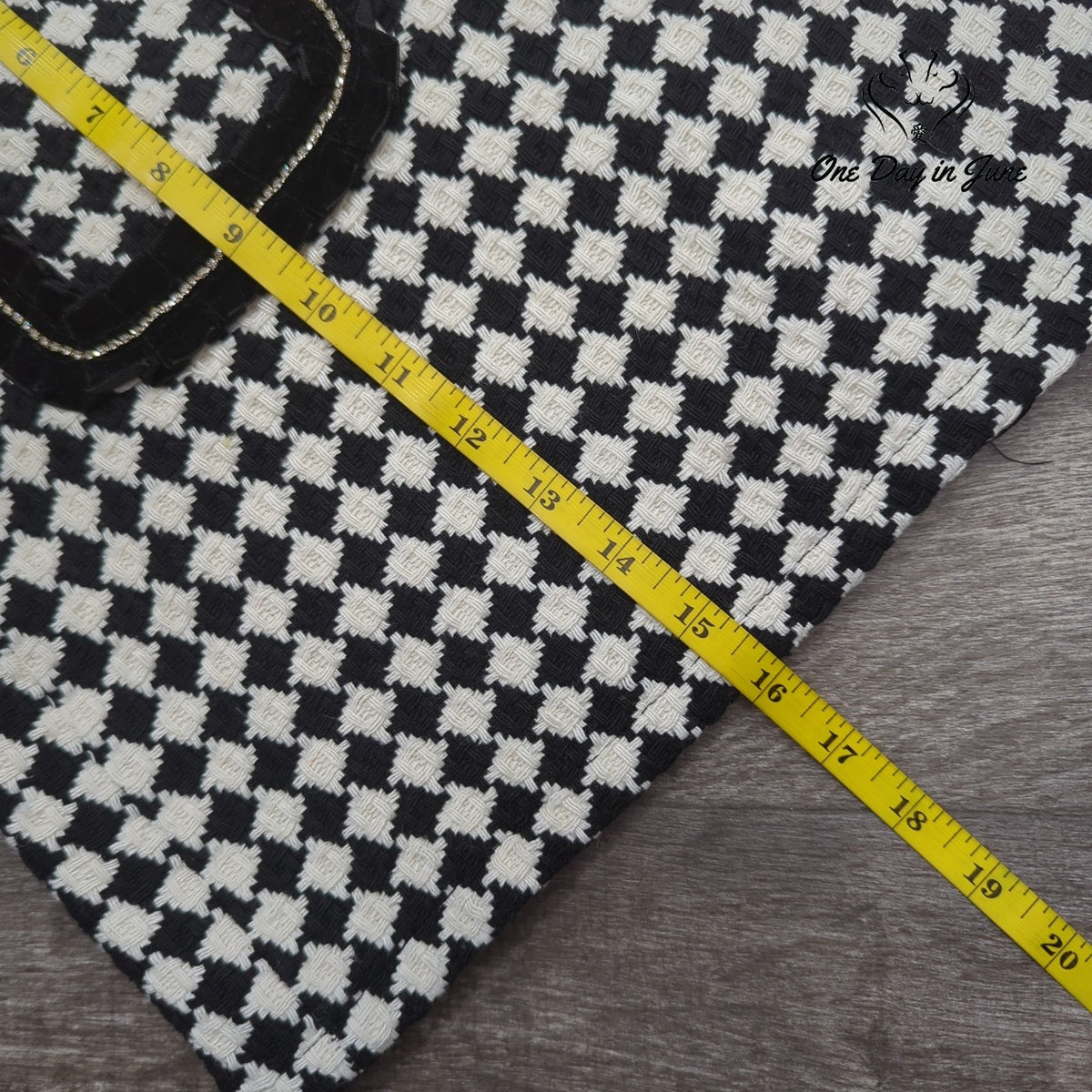MIUCO Houndstooth Tweed Mini Skort Rhinestone Pocket Black White NWT Size L