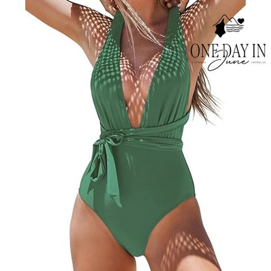 Cupshe Deep V Wrap One Piece Simwuit Size L
