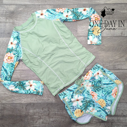 Adisputent Long Sleeve Rashguard Tankini Swimsuit Size S