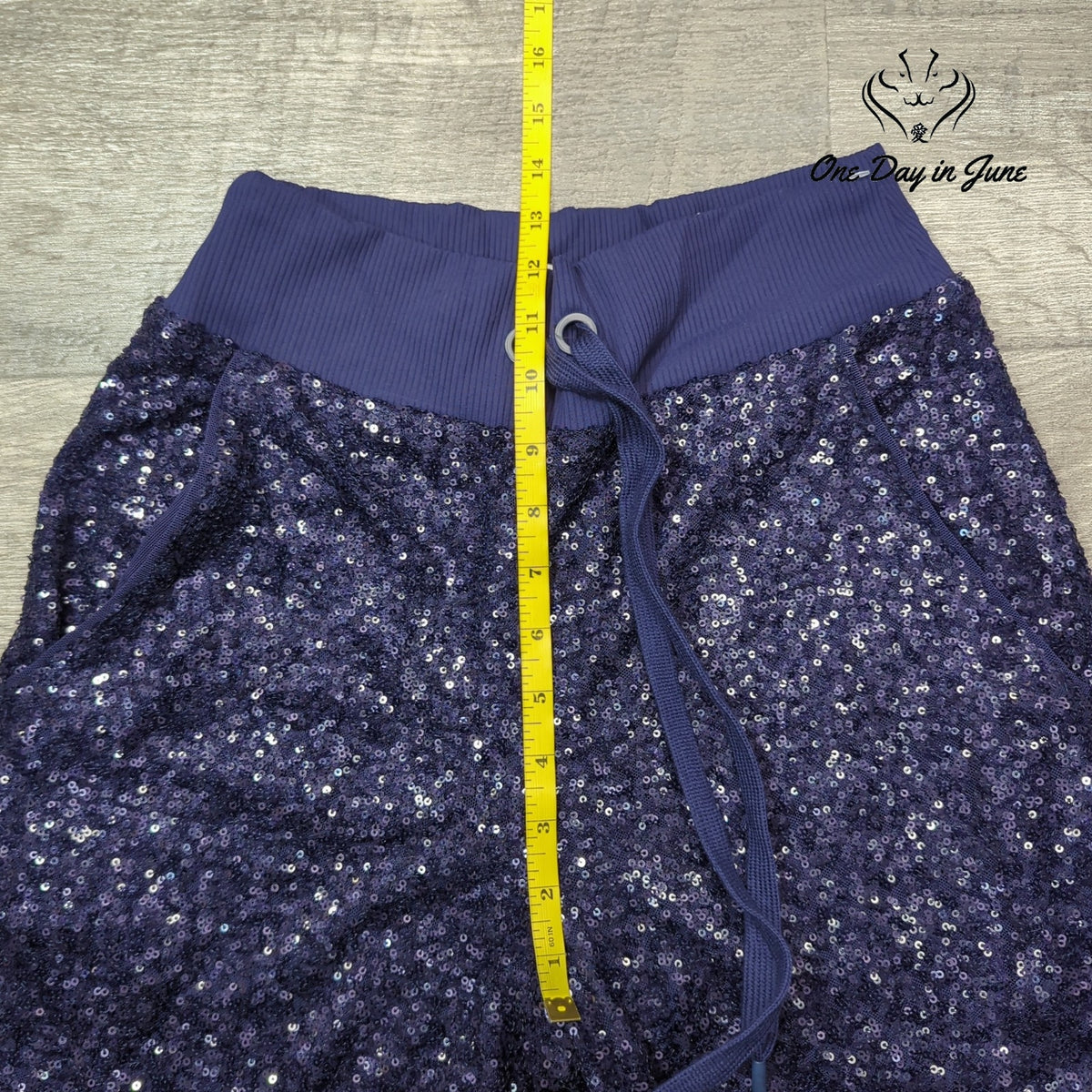 Susana Monaco Sequin Drawstring Jogger Pants Thunder Blue Size XS