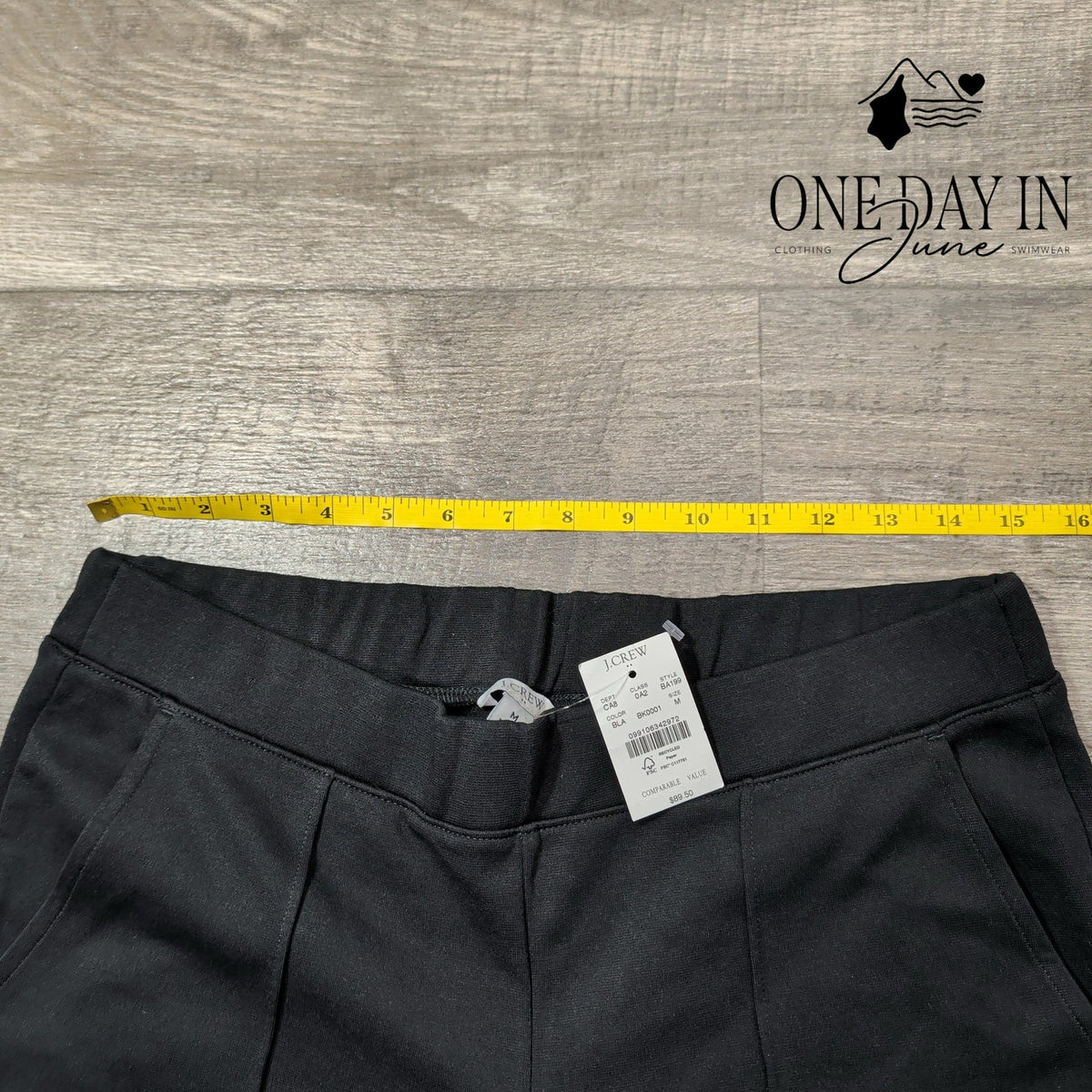 J. Crew Pull On Ponte Pants Black Straight Leg Pintuck NWT Size M