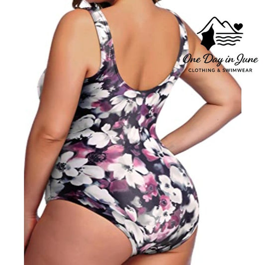 Daci Plus Size Floral Tummy Control One Piece Swimsuit Size 16W
