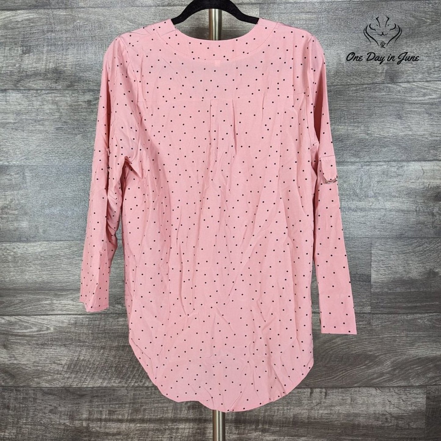 Floerns Polka Dot V Neck Long Sleeve Top Size M
