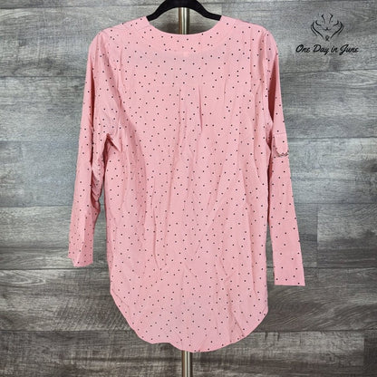Floerns Polka Dot V Neck Long Sleeve Top Size M