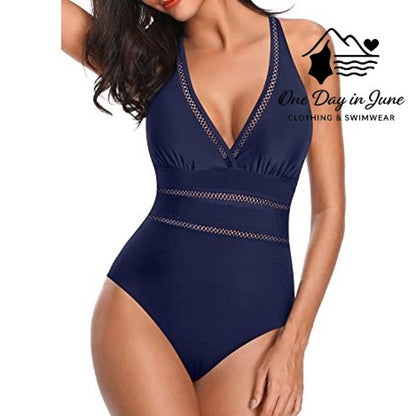 Tempt Me Halter V Neck One Piece Swimsuit Size M