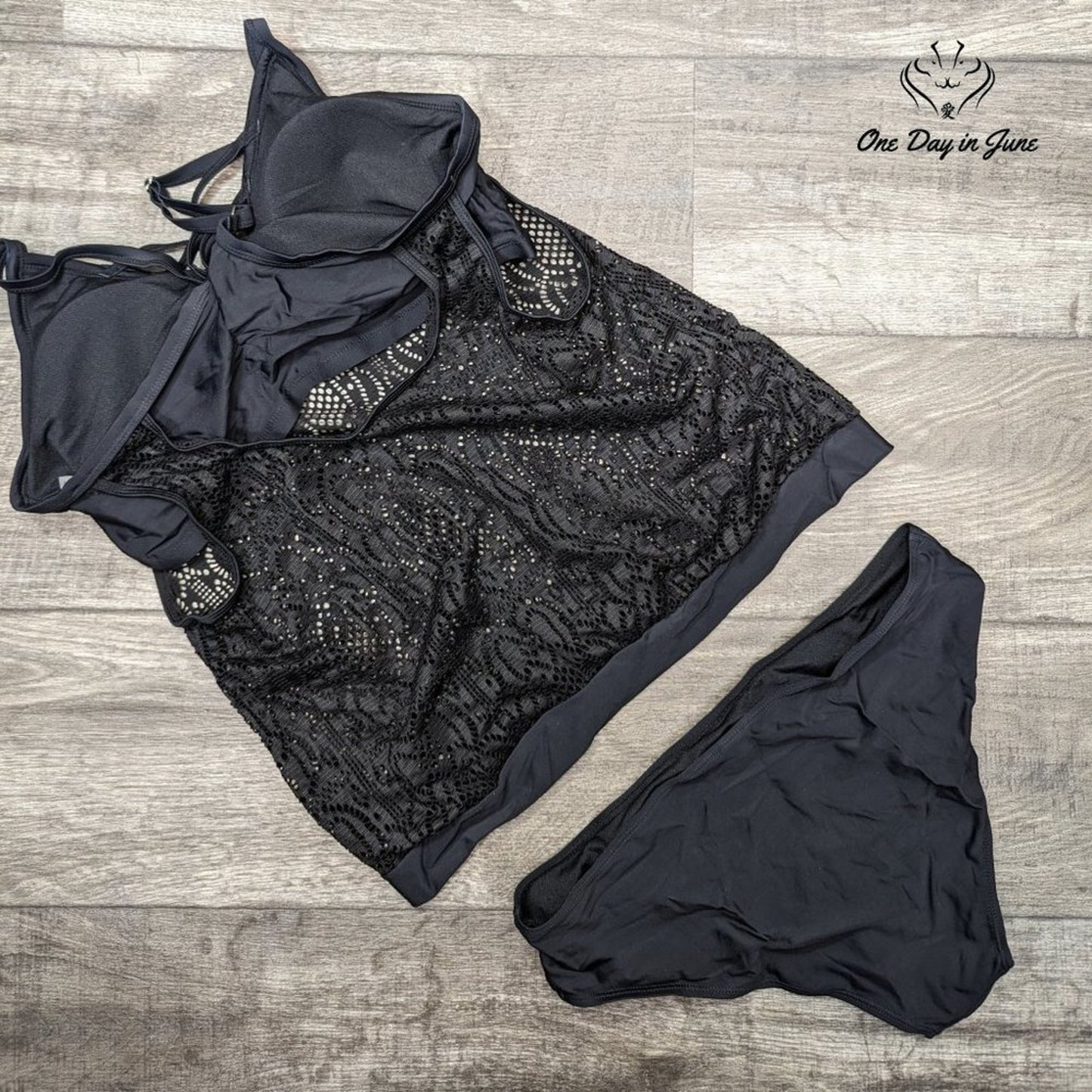 Nicetage Lace Double Up Tankini Swimsuit Size L