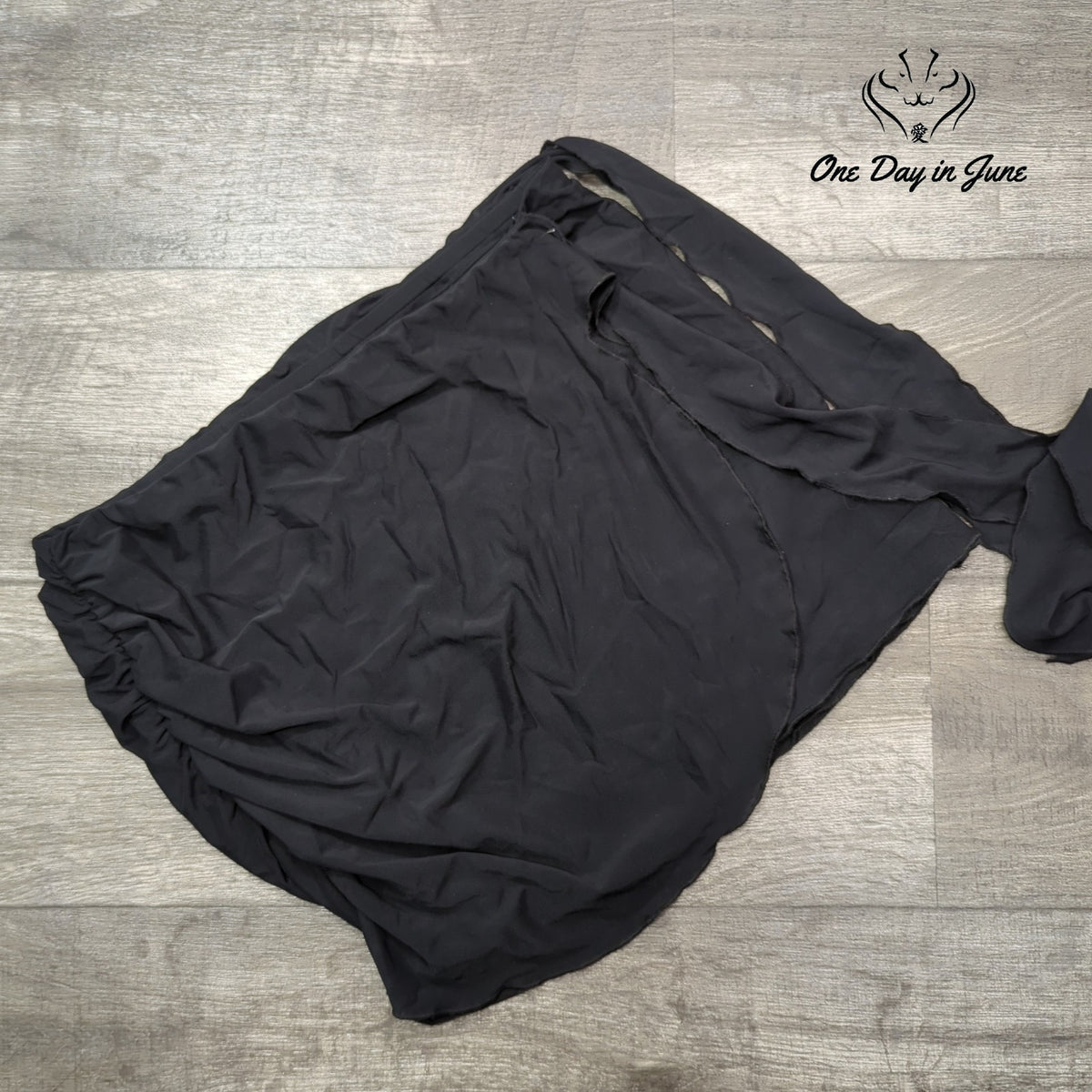 Good American Mesh Side Tie Mini Skirt Black Sheer Ruched Size XL