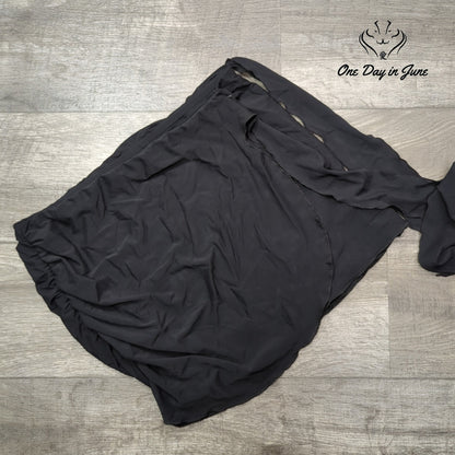 Good American Mesh Side Tie Mini Skirt Black Sheer Ruched Size XL