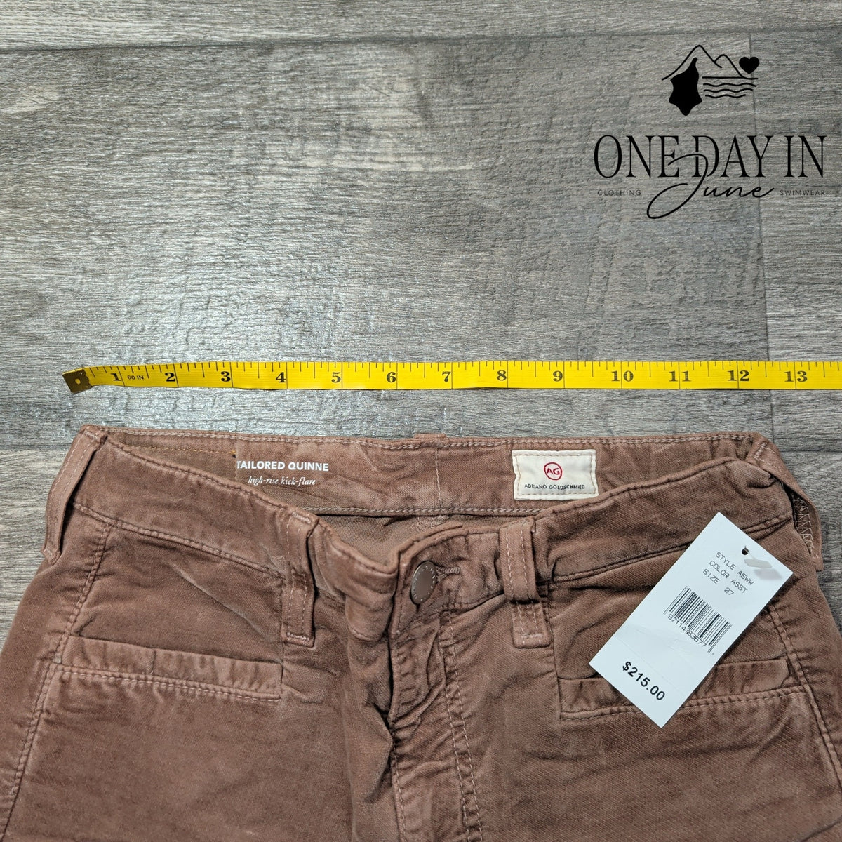 AG Adriano Goldschmied Tailored Quinne High Rise Flare Velvet Pants NWT Size 4