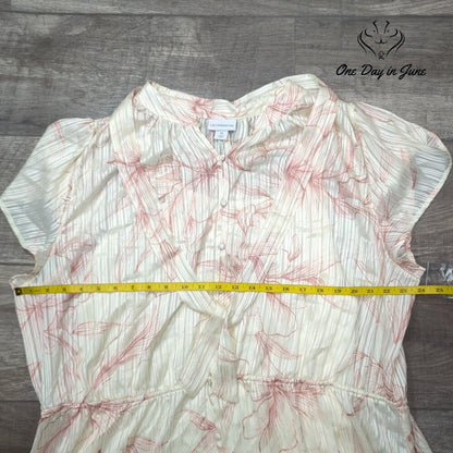 Liz Claiborne Crema Floral Layered Short Sleeve Dress Size 2X