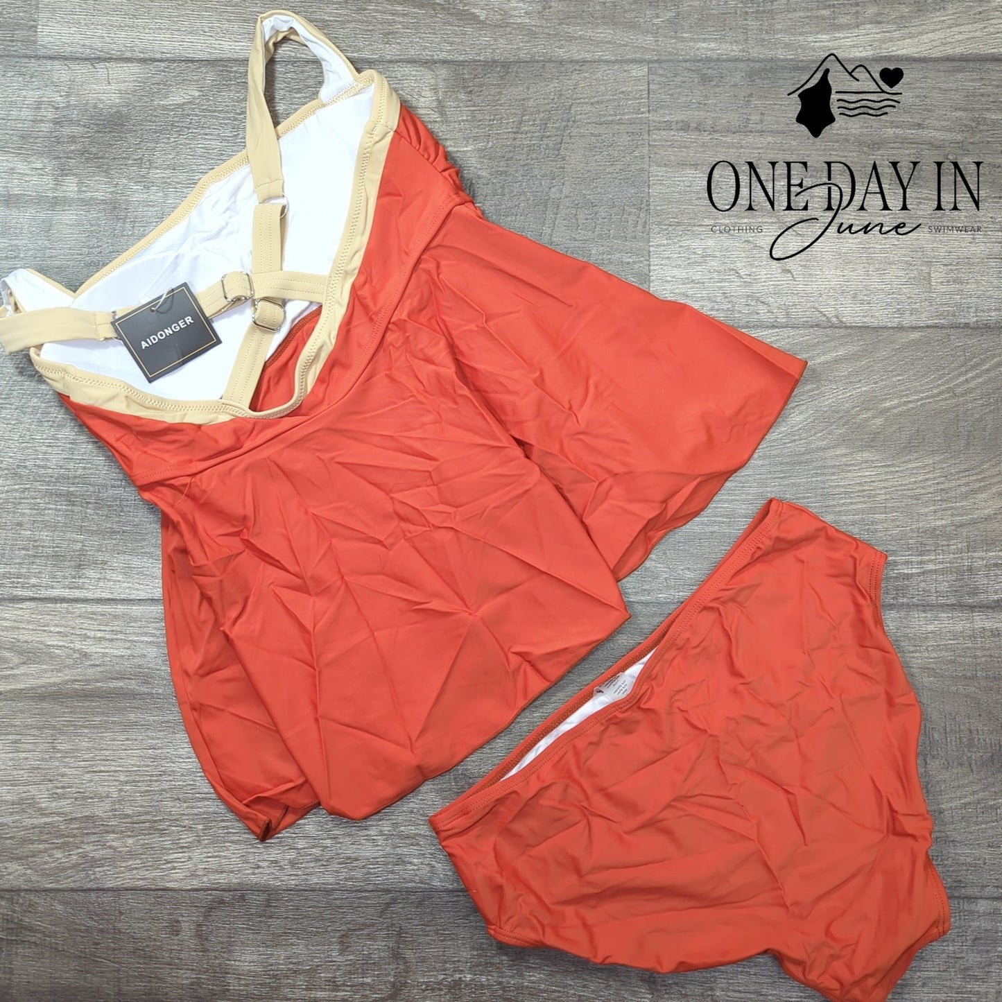 Aidonger Cross Strap Tankini Swimsuit Size M