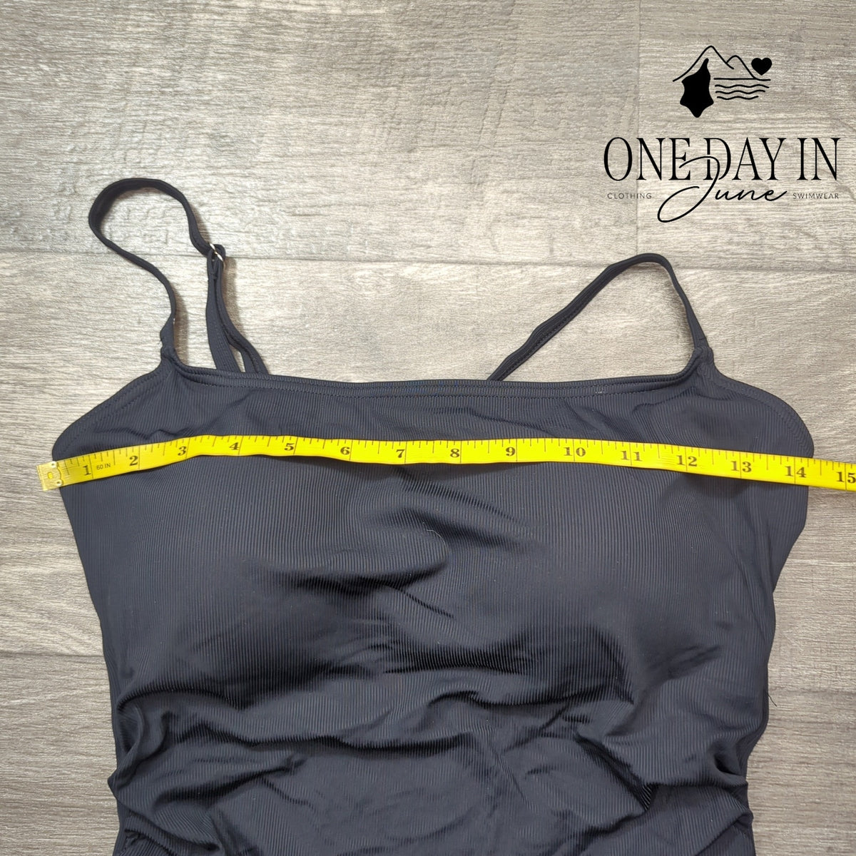 Eomenie Ribbed One Piece Swimsuit Black Ruched Tummy Control NWT Size L