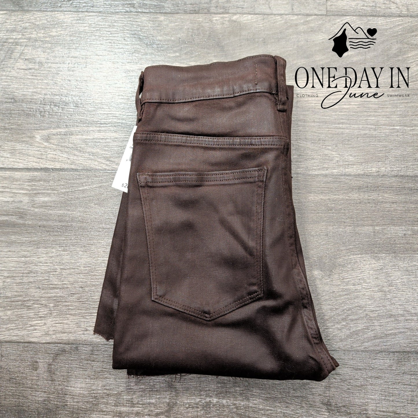DL1961 Bridget Boot Coated Jeans Chocolate High Rise Crop NWT Size 6 (28)