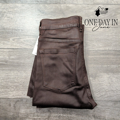 DL1961 Bridget Boot Coated Jeans Chocolate High Rise Crop NWT Size 6 (28)