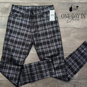 AG Adriano Goldschmied Farrah High Rise Skinny Jeans Black Plaid NWT Size 2 (26)