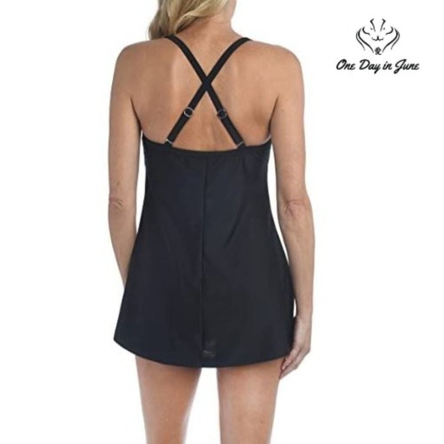 Maxine of Hollywood Scoop Neck Swimdress One Piece Swimsuit Size 16