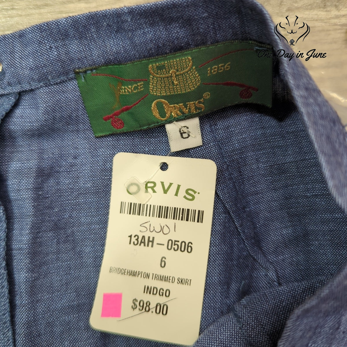 Orvis Bridgehampton Trimmed Linen Maxi Skirt Indigo Blue NWT Size 6