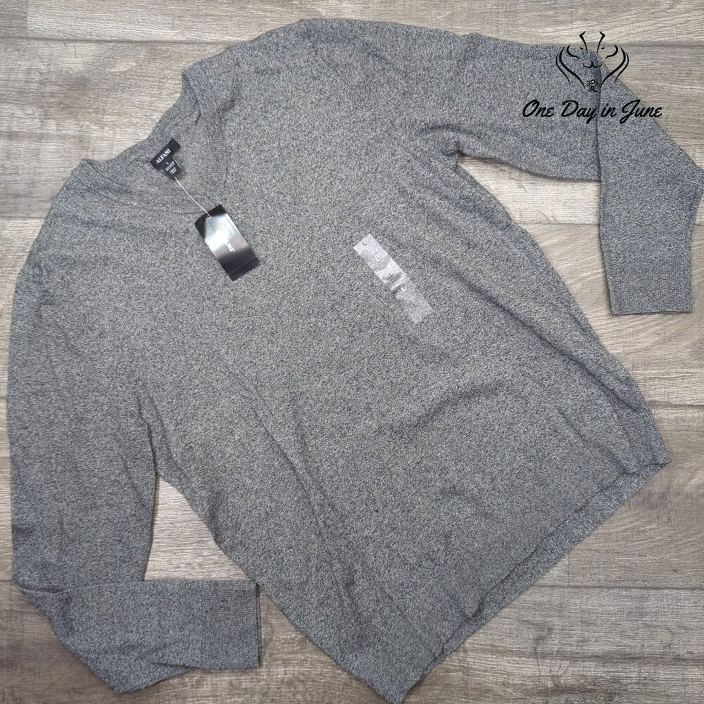 Alfani Men's V Neck Sweater Black Gray Long Sleeve Pullover NWT $60 Size L
