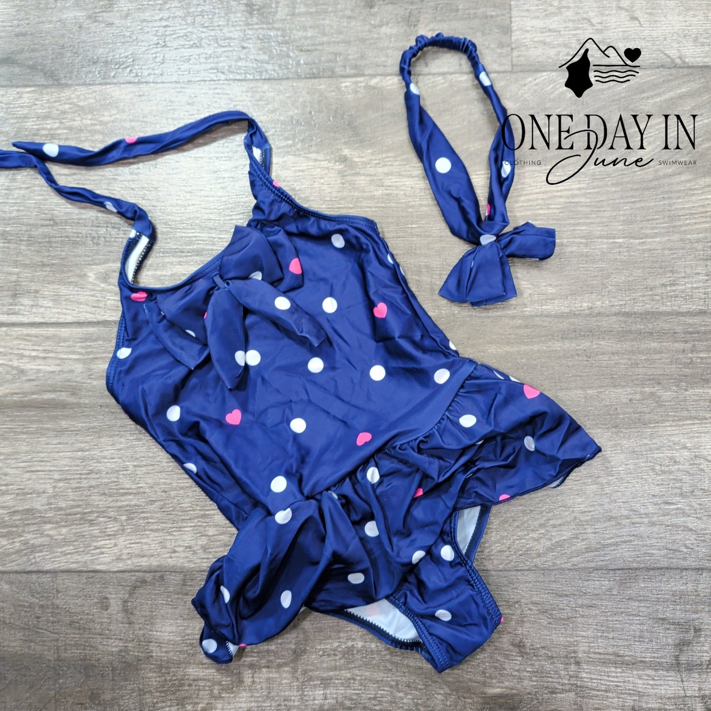 Aleumdr Girl's Polka Dot Halter One Piece Swimsuit Size L