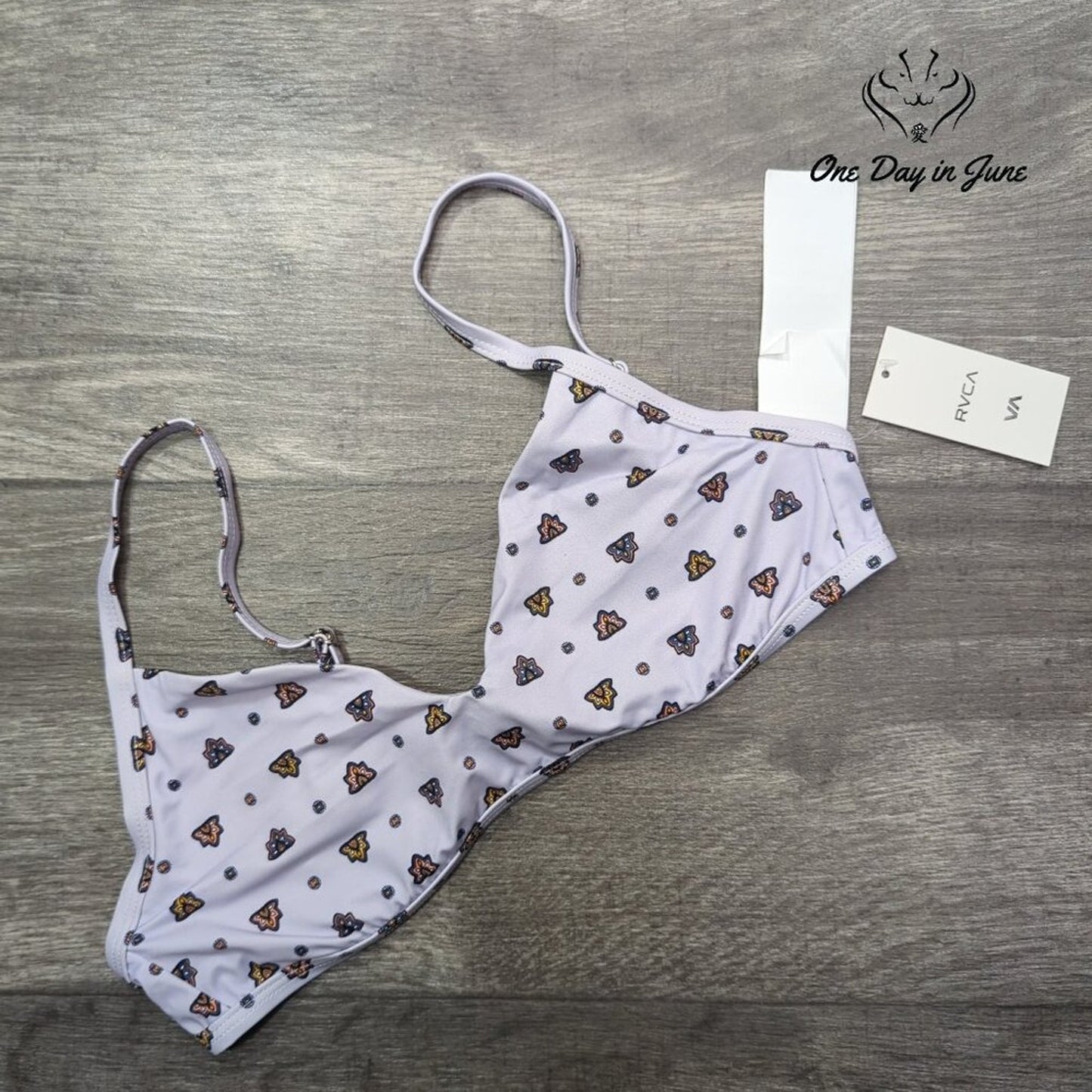 RVCA Foulard Underwire Bikini Top Lavender Geometric Bralette NWT Size S