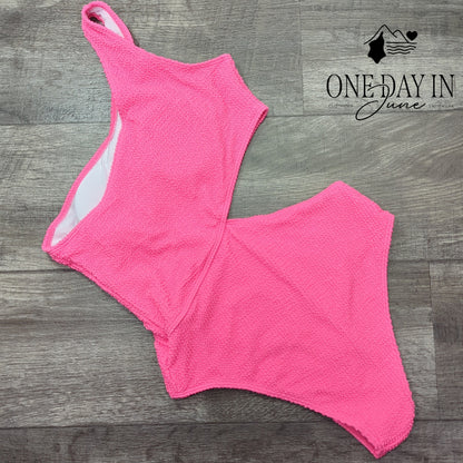 Adisputent Smocked One Shoulder One Piece Swimsuit Size M