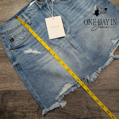 KanCan Hey Girl Distressed Denim Skirt Size L